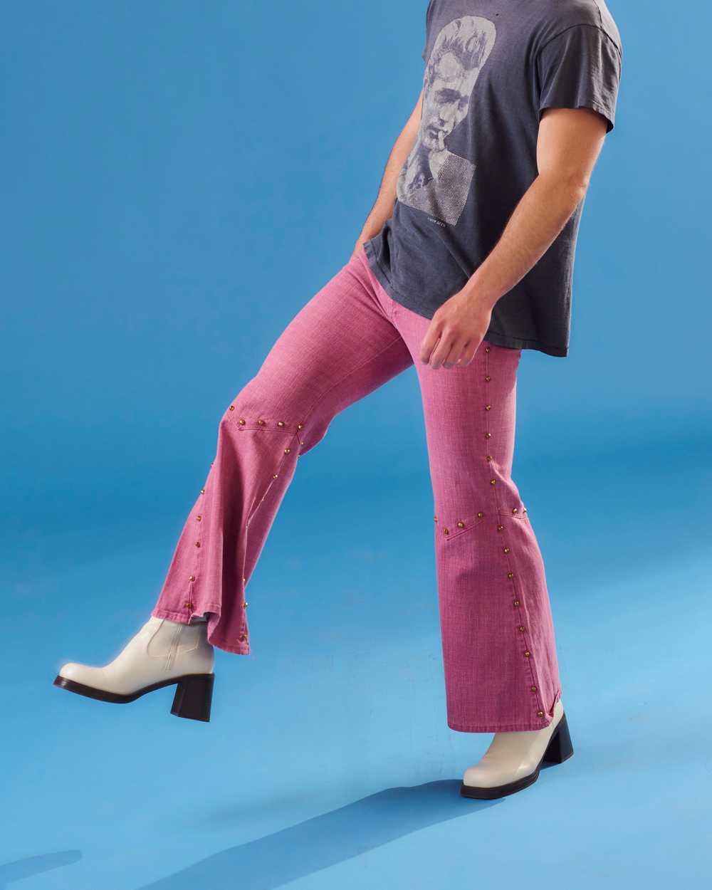 70's Pink Studded Bell Bottoms - image 1