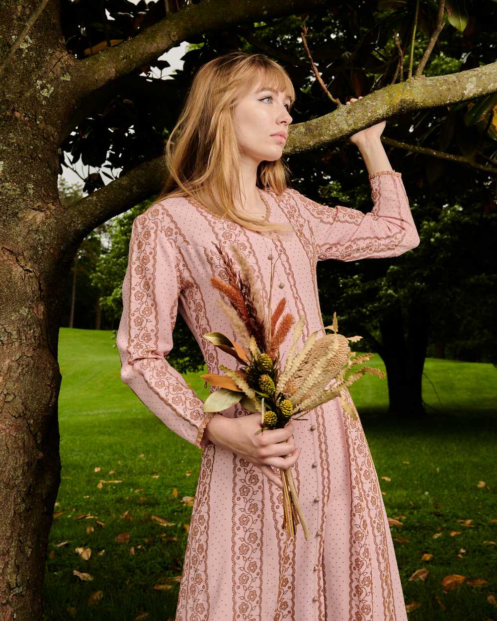 70's Pink Embroidered Maxi Dress - image 6