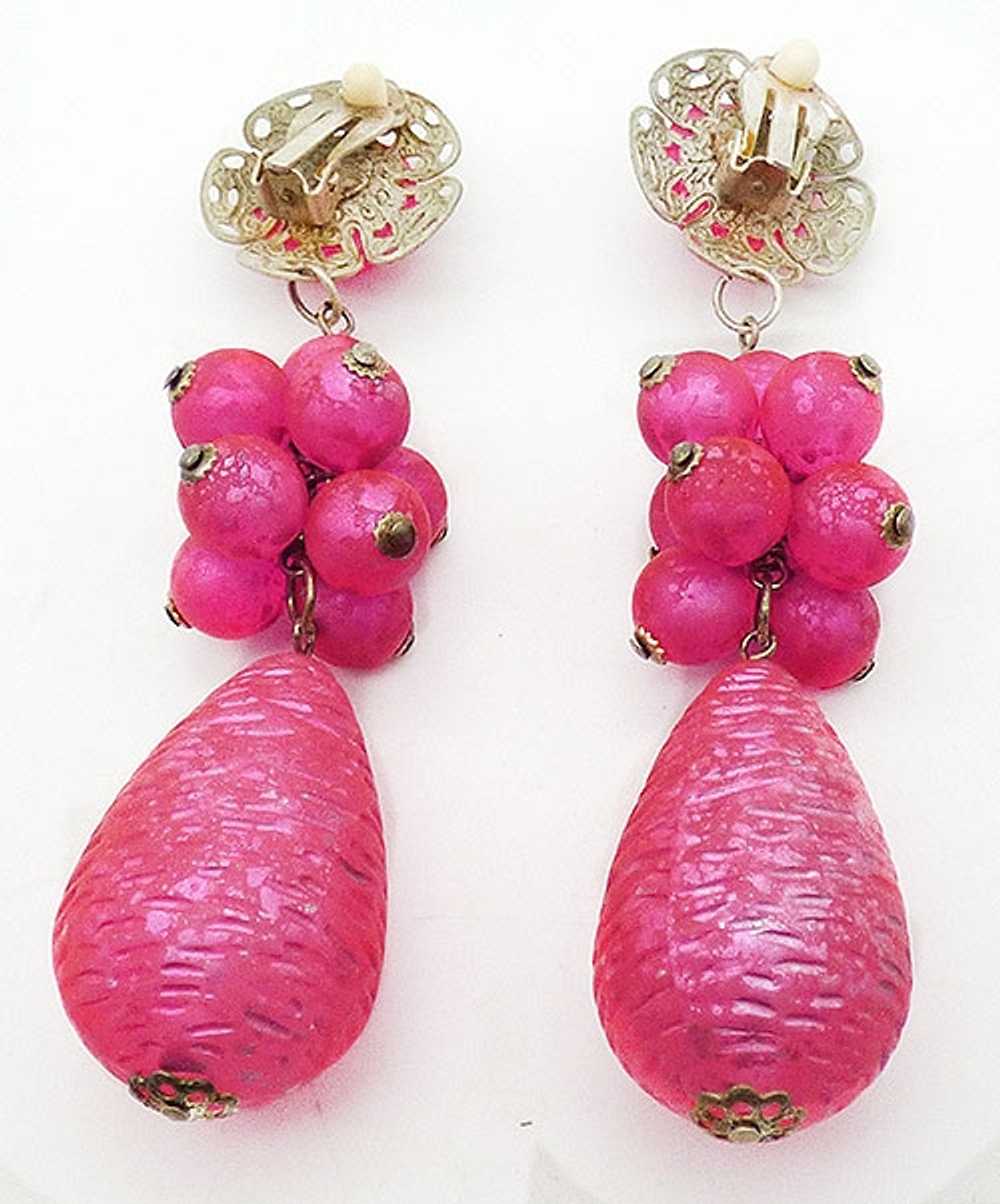 Hot Pink Big Drop Cluster Bead Earrings - image 3