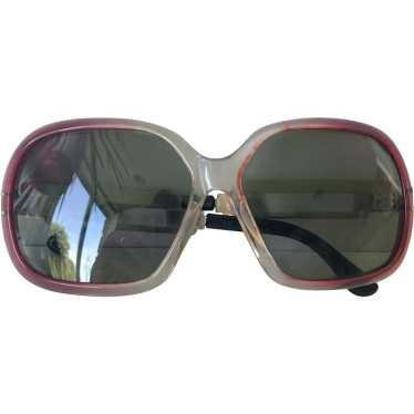 1970's French Over Size Sunglasses Ombre Wine to C