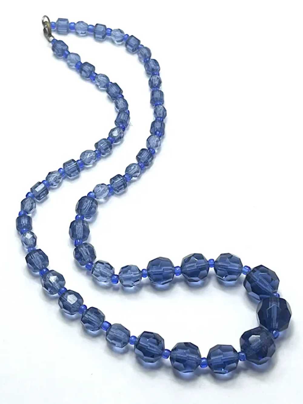 Estate Art Deco Blue Glass Beaded Necklace - image 4
