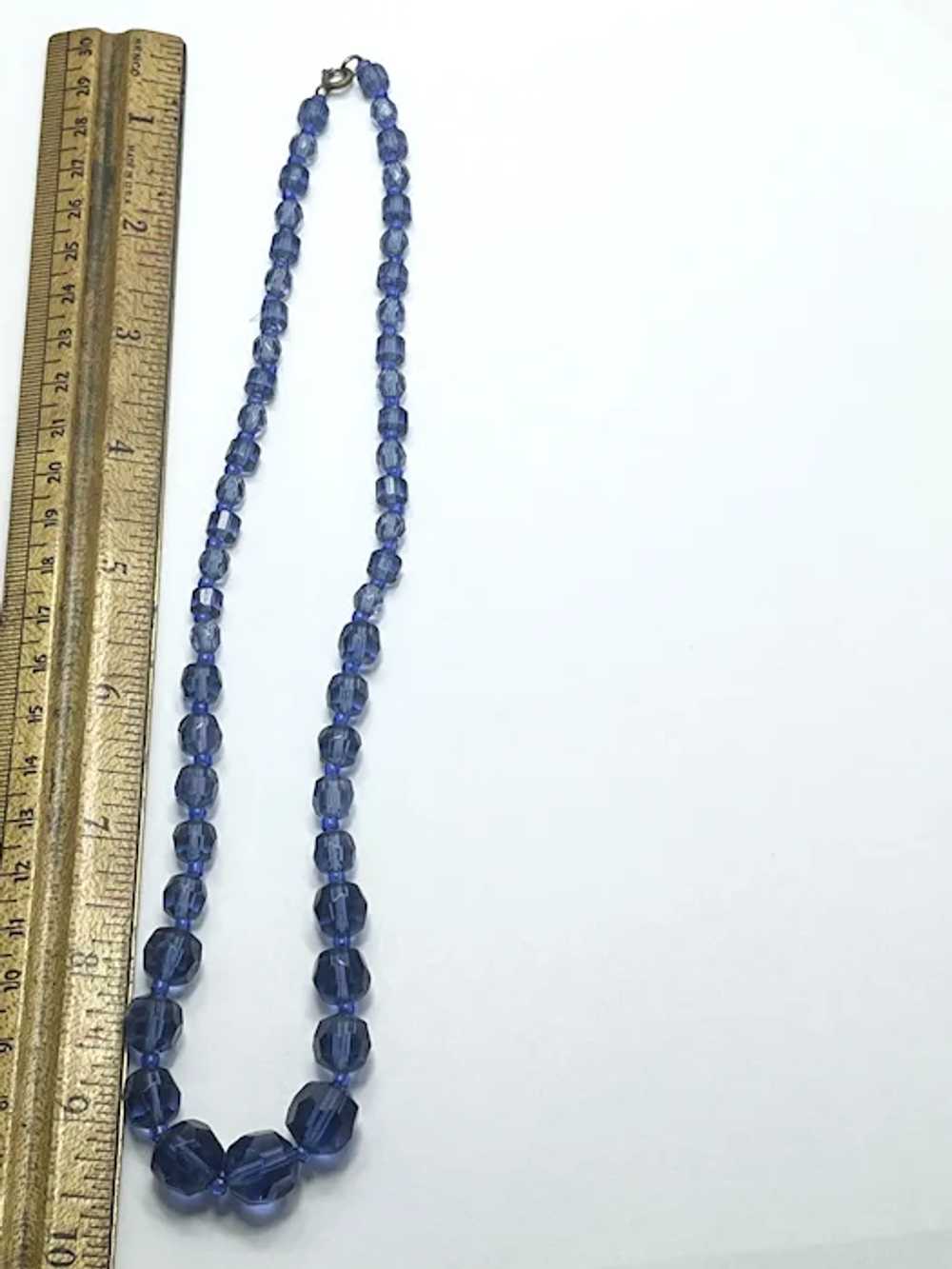 Estate Art Deco Blue Glass Beaded Necklace - image 5