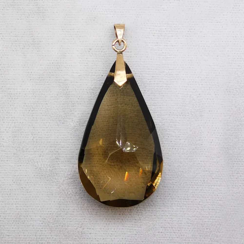 Vintage Large 14K Rose Gold Smoky Quartz Drop Pen… - image 10