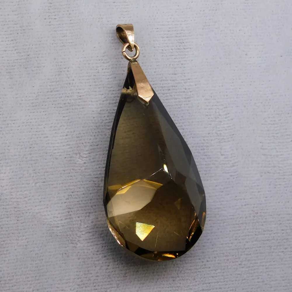 Vintage Large 14K Rose Gold Smoky Quartz Drop Pen… - image 11