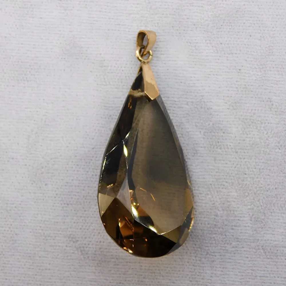 Vintage Large 14K Rose Gold Smoky Quartz Drop Pen… - image 12