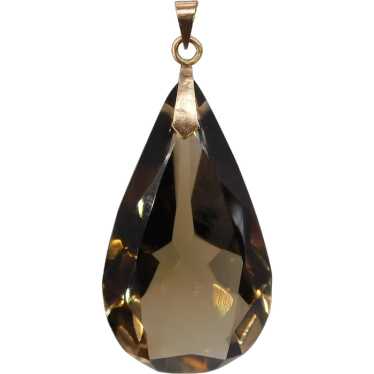 Vintage Large 14K Rose Gold Smoky Quartz Drop Pen… - image 1