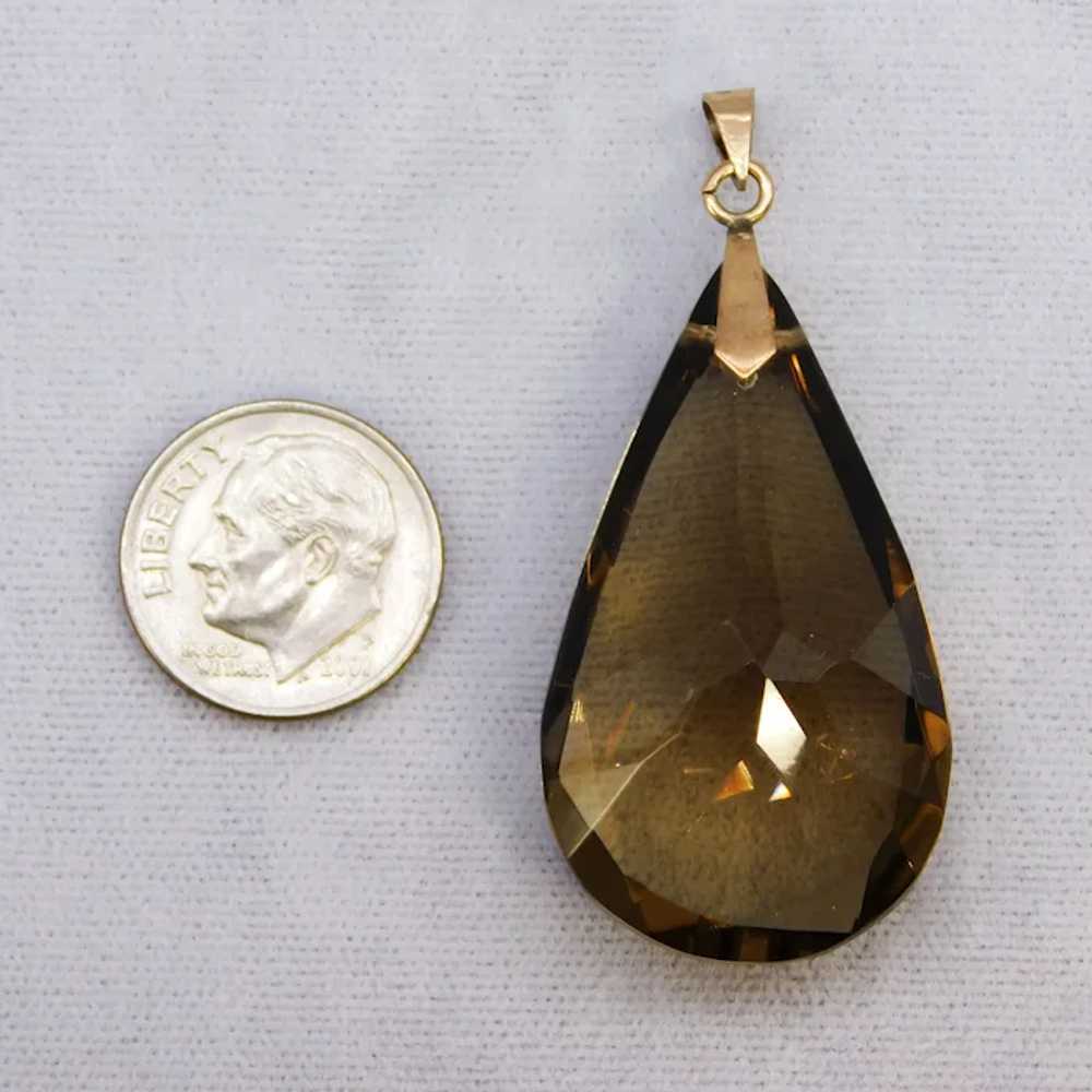 Vintage Large 14K Rose Gold Smoky Quartz Drop Pen… - image 4