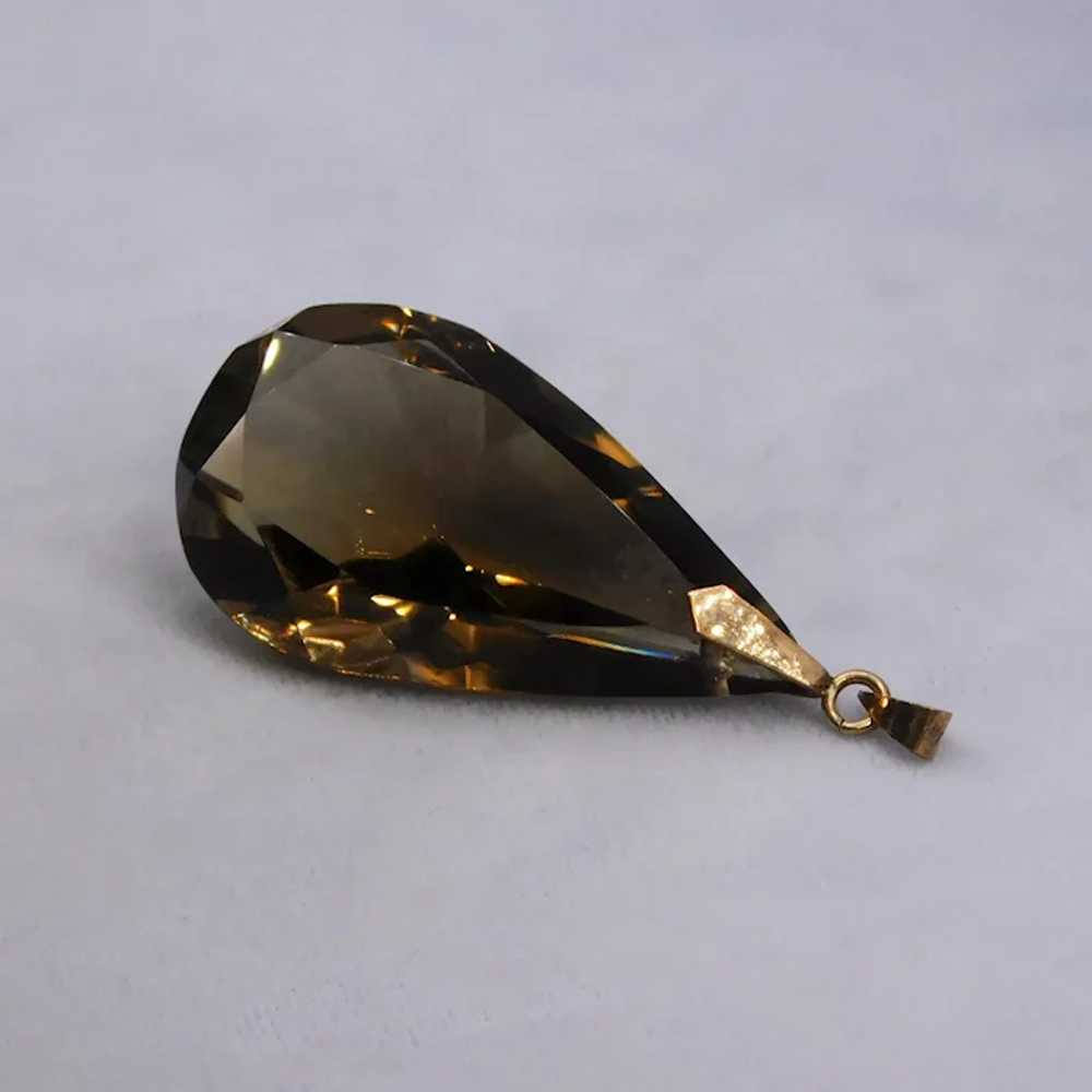 Vintage Large 14K Rose Gold Smoky Quartz Drop Pen… - image 6