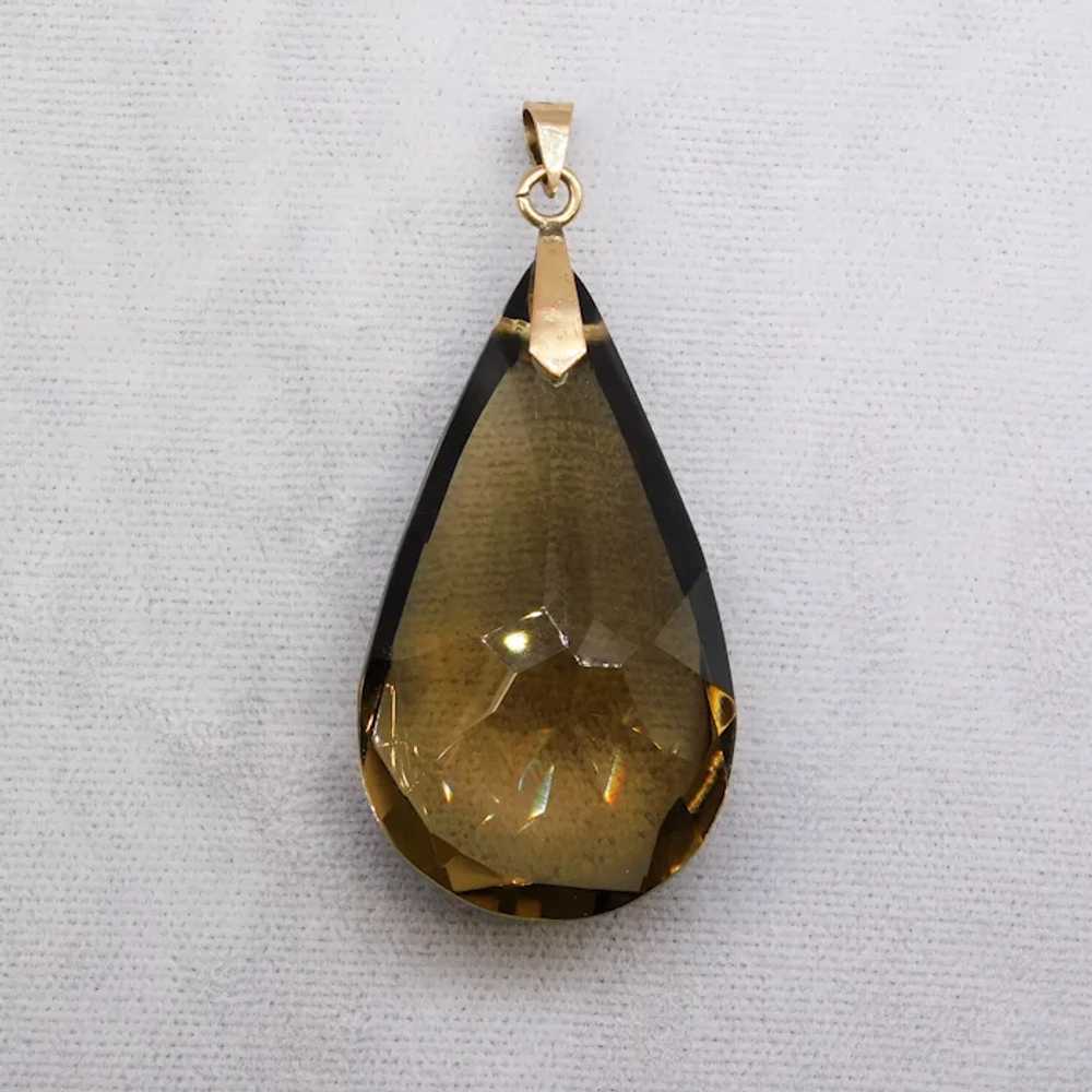 Vintage Large 14K Rose Gold Smoky Quartz Drop Pen… - image 7