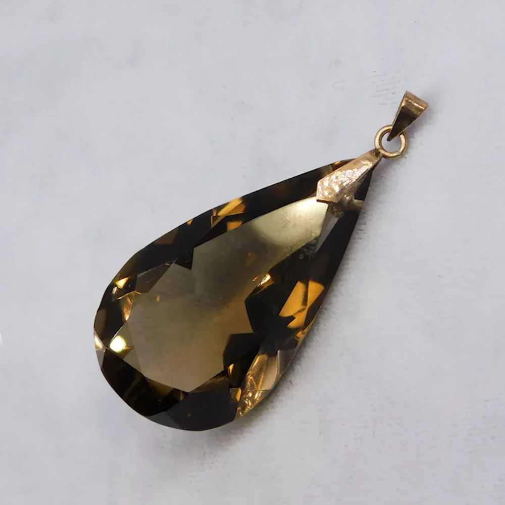 Vintage Large 14K Rose Gold Smoky Quartz Drop Pen… - image 8