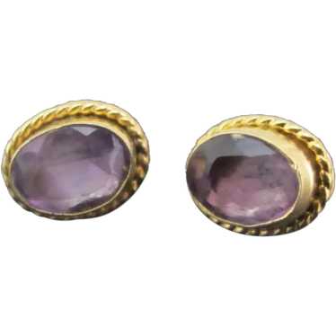 Sweet Oval AMETHYST 14K Yellow Gold Rope Accent S… - image 1