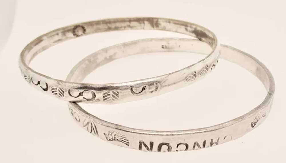 Pair of Sterling Silver Bangles Cancun Mexico  ci… - image 2