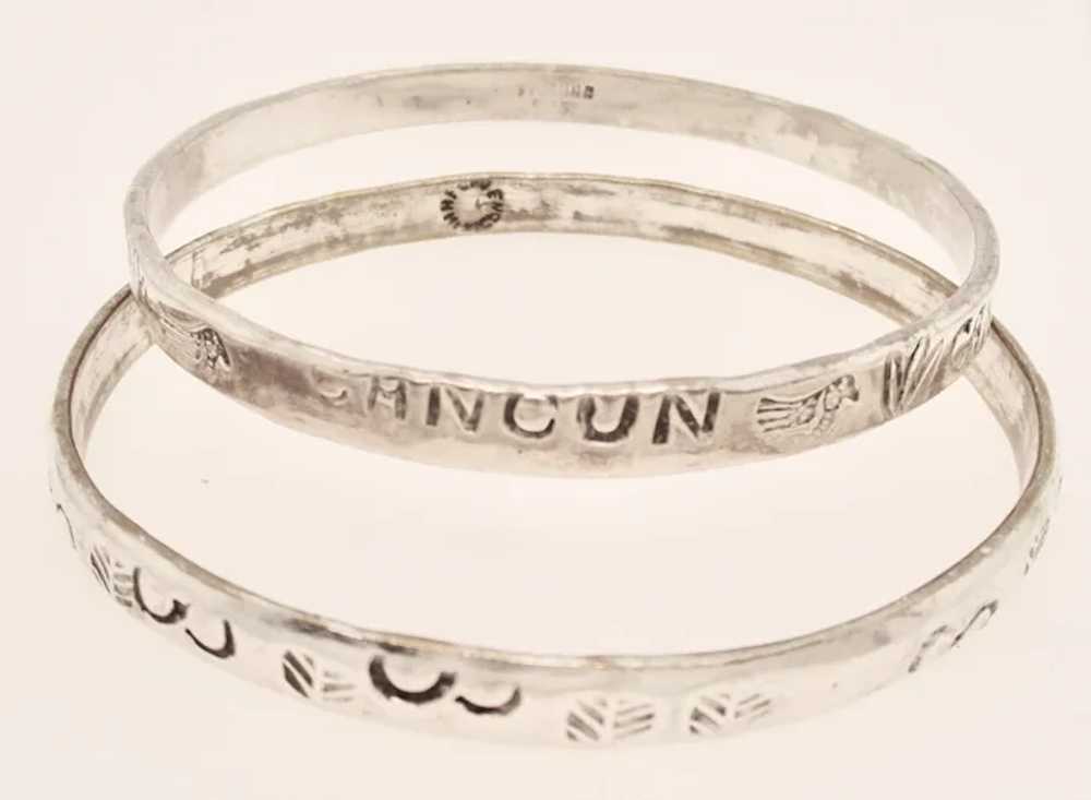 Pair of Sterling Silver Bangles Cancun Mexico  ci… - image 3