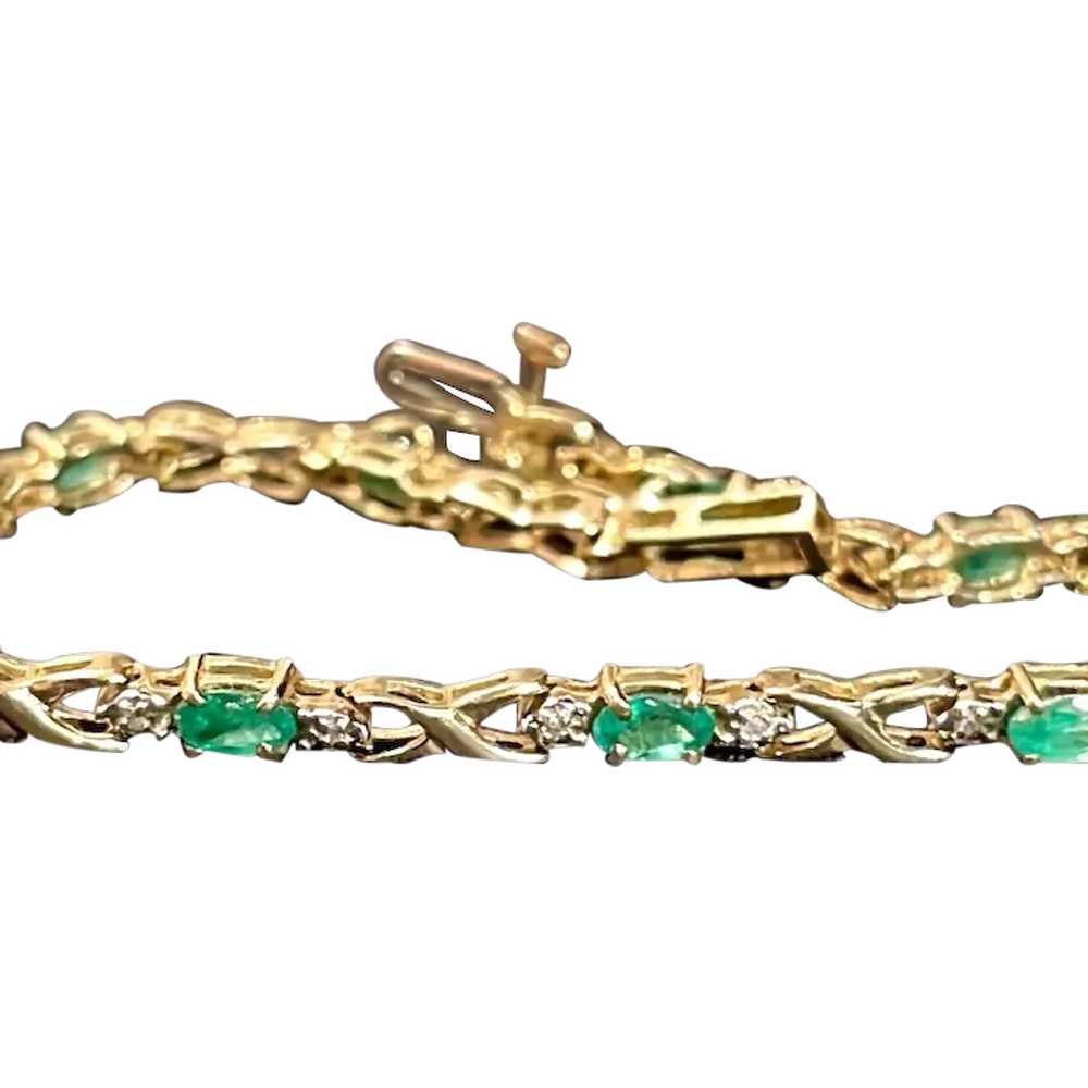 14k Emerald and Diamond accent Bracelet - image 1