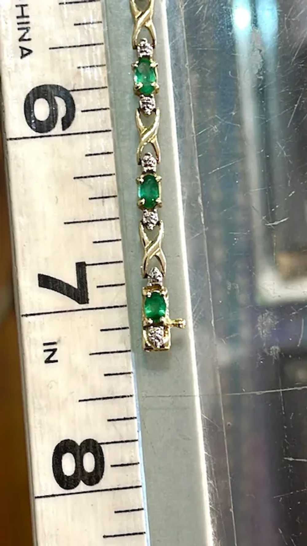 14k Emerald and Diamond accent Bracelet - image 4