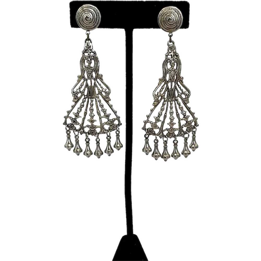 Vintage Renaissance Revival Dangle Earrings - image 1