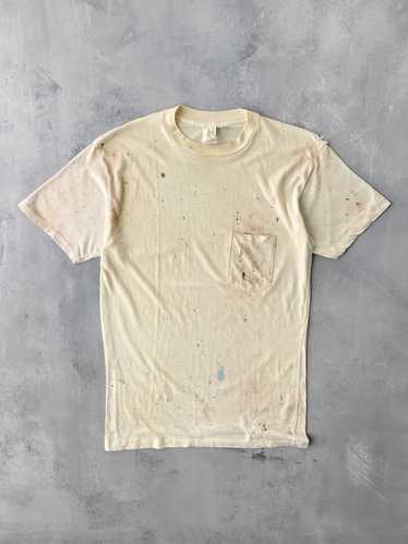 Distressed Yellow Pocket T-Shirt 70's - Medium