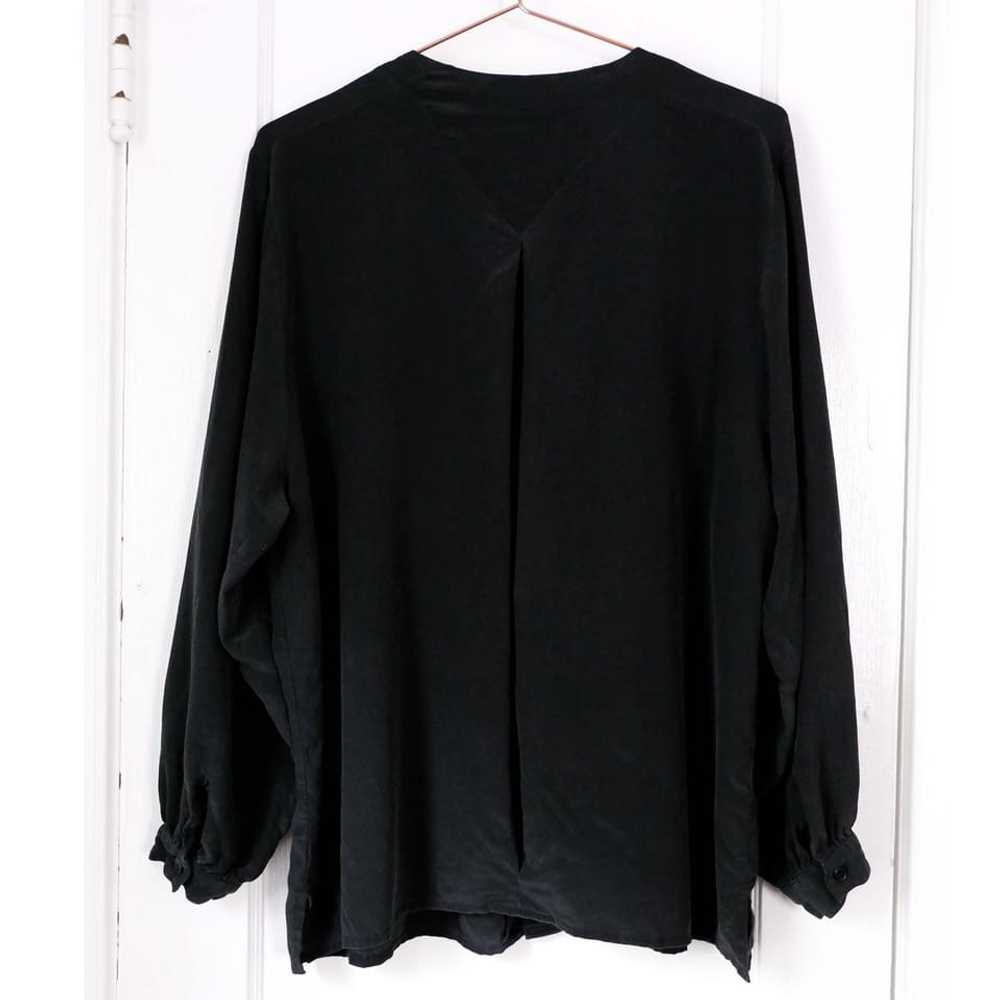 80s/90s silk black minimalist blouse (M) - image 3