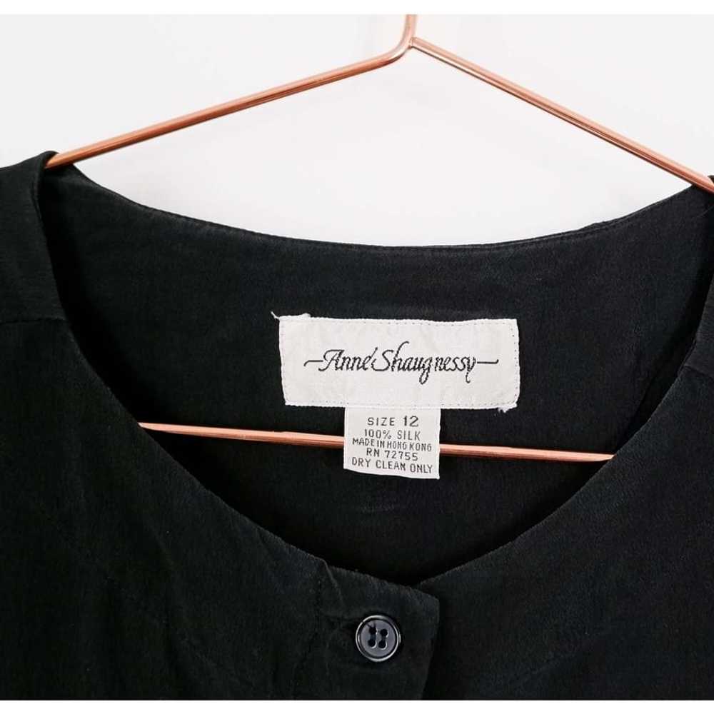 80s/90s silk black minimalist blouse (M) - image 4