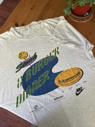 Nike × Vintage Vintage 90s Nike Steak and Burger t