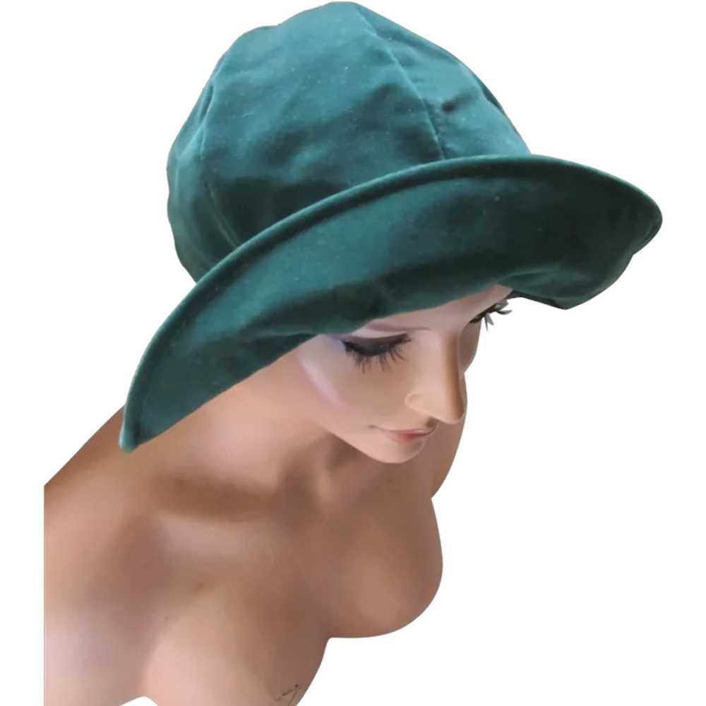 SALE Forest Green Velvet Slouch Hat - image 1