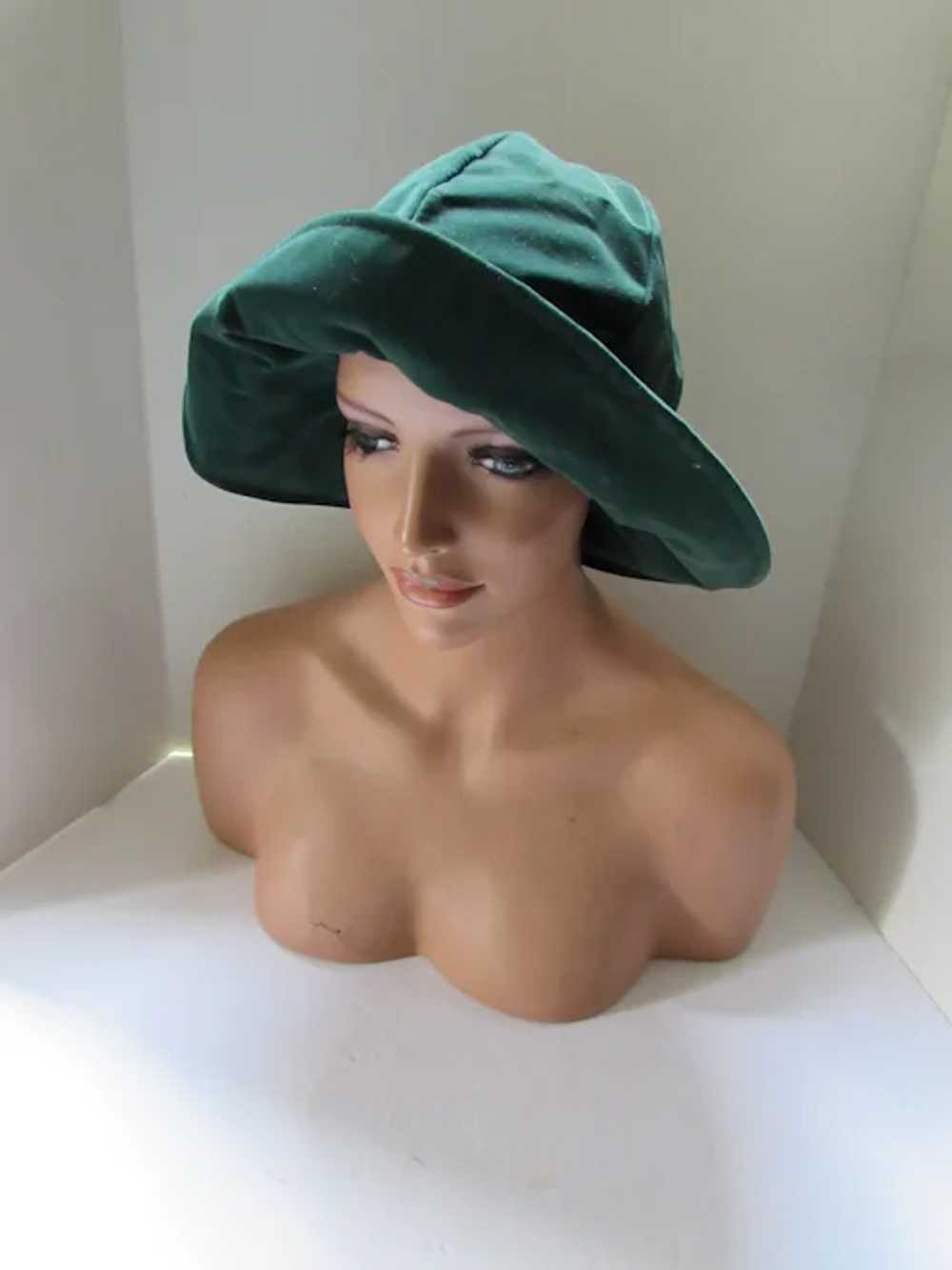 SALE Forest Green Velvet Slouch Hat - image 2