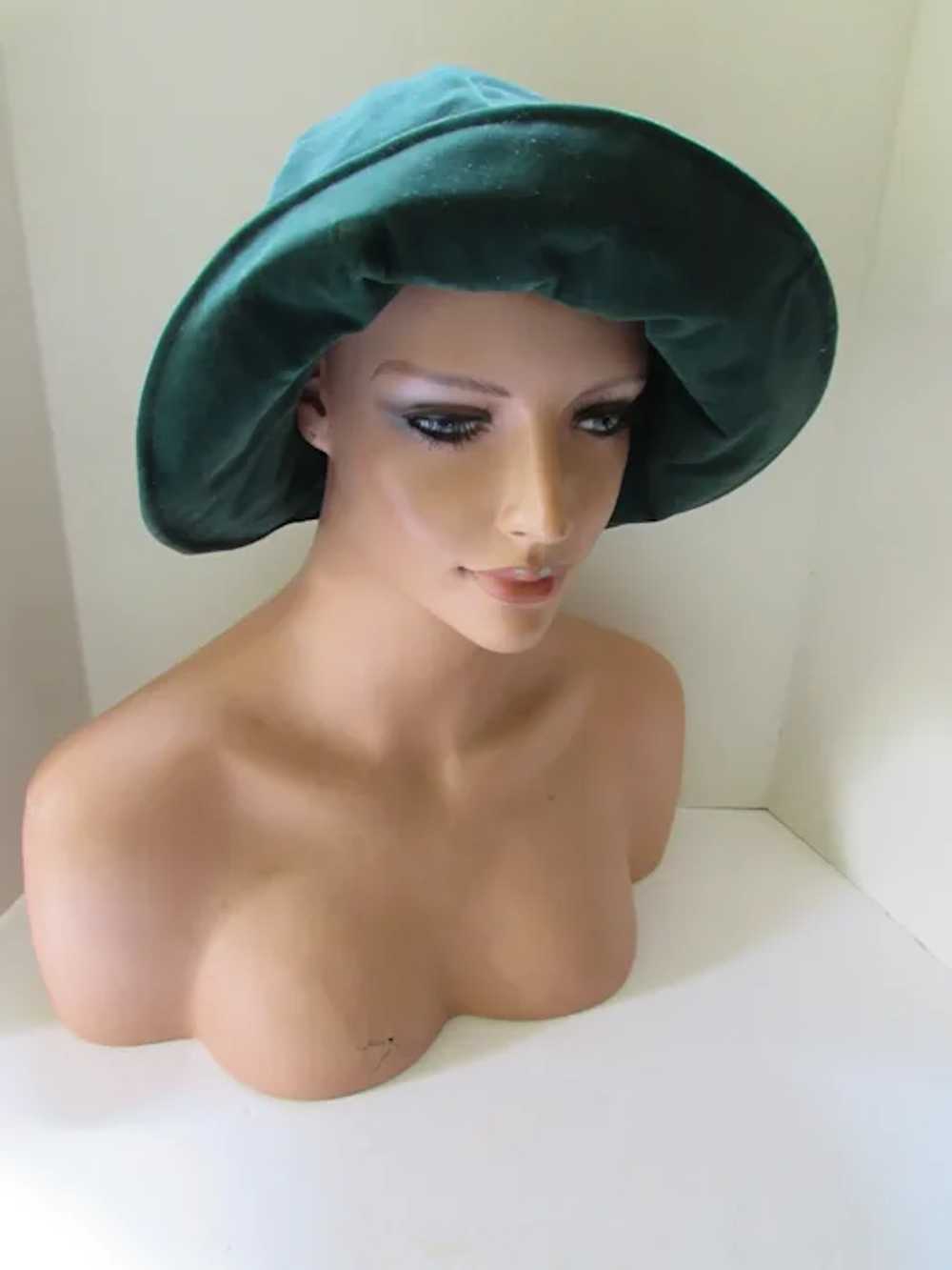 SALE Forest Green Velvet Slouch Hat - image 3
