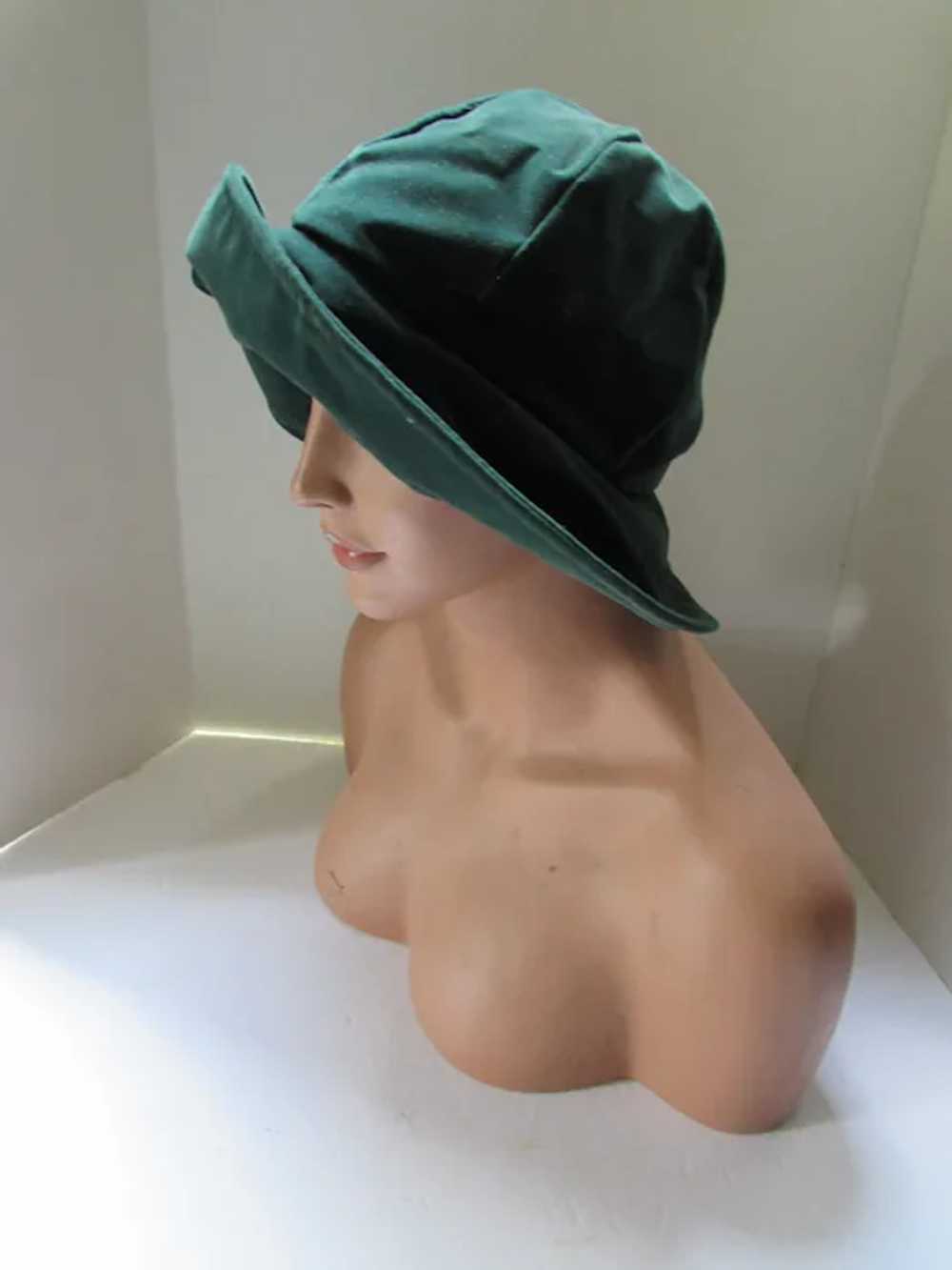 SALE Forest Green Velvet Slouch Hat - image 4