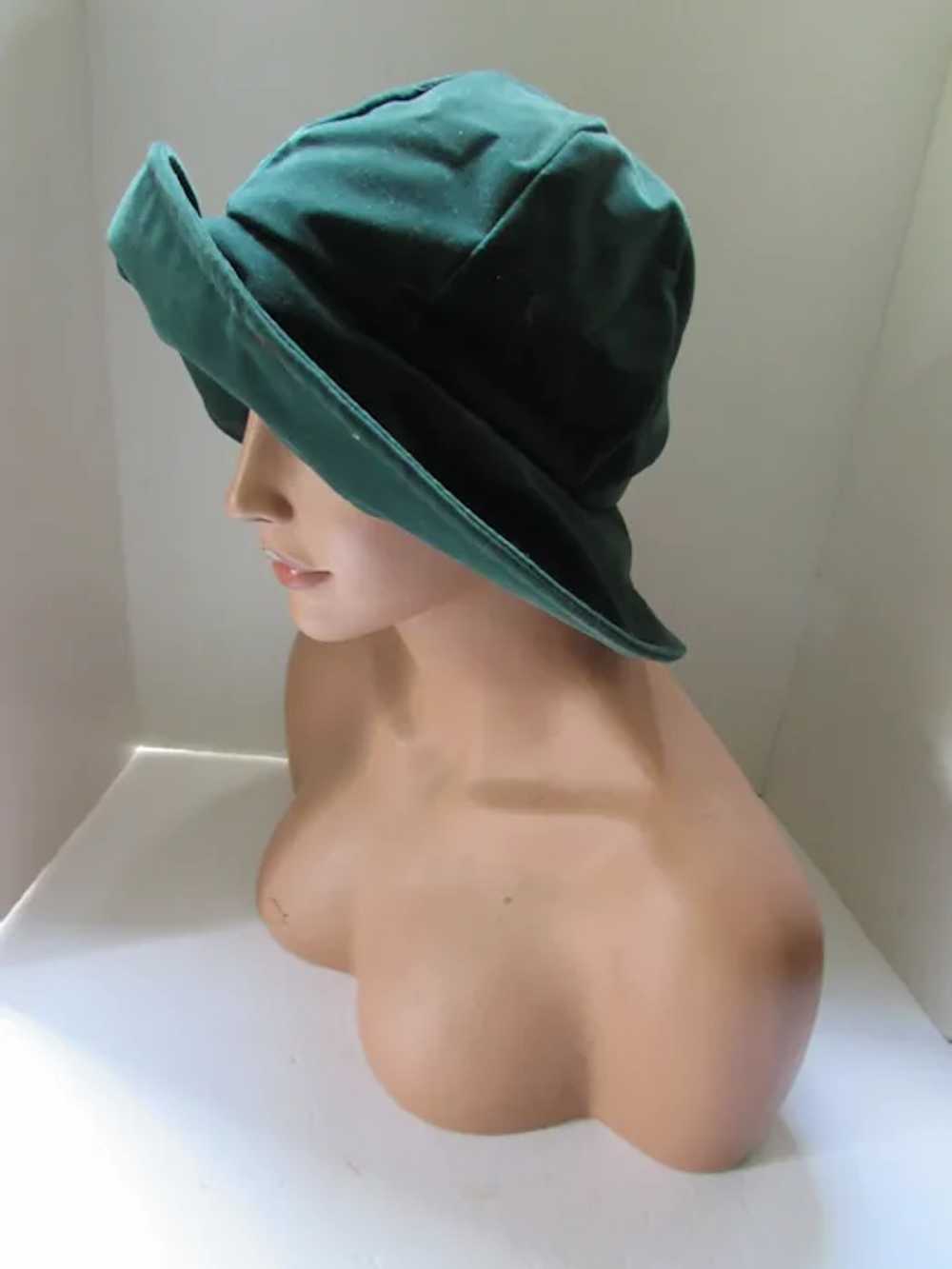 SALE Forest Green Velvet Slouch Hat - image 5