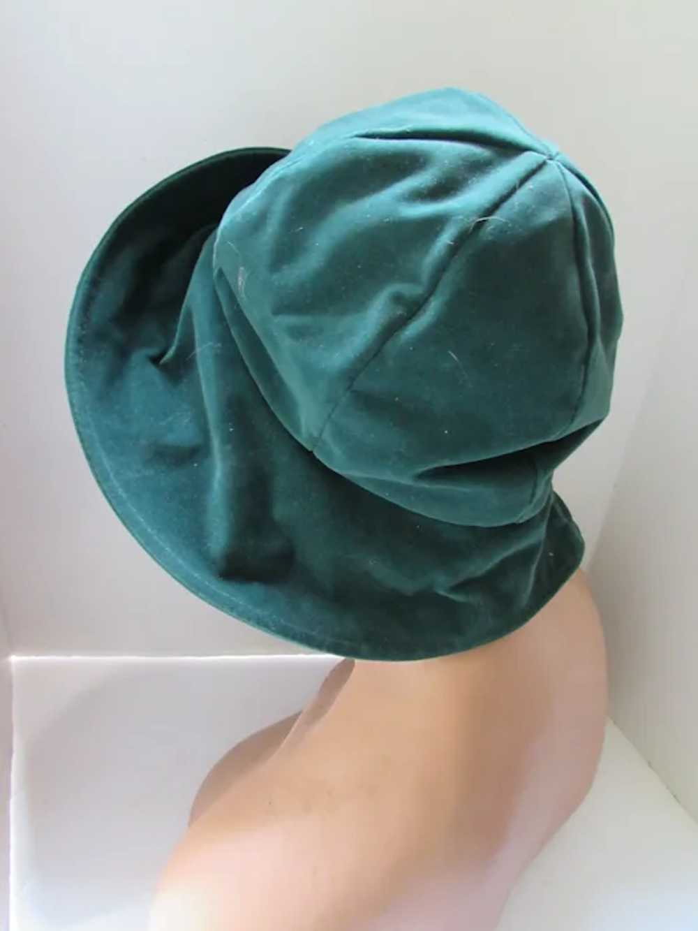 SALE Forest Green Velvet Slouch Hat - image 6