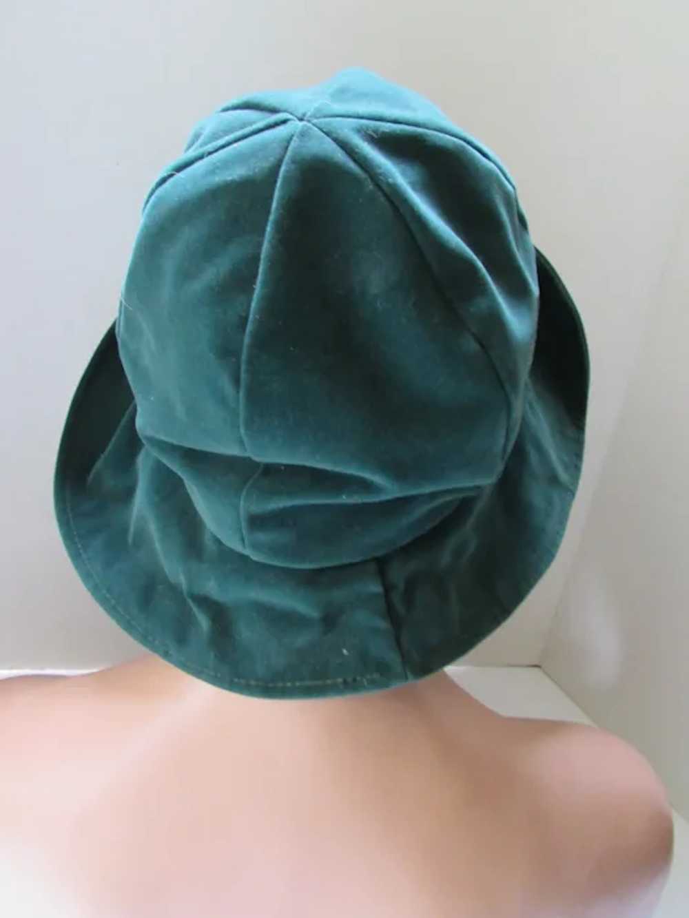 SALE Forest Green Velvet Slouch Hat - image 7
