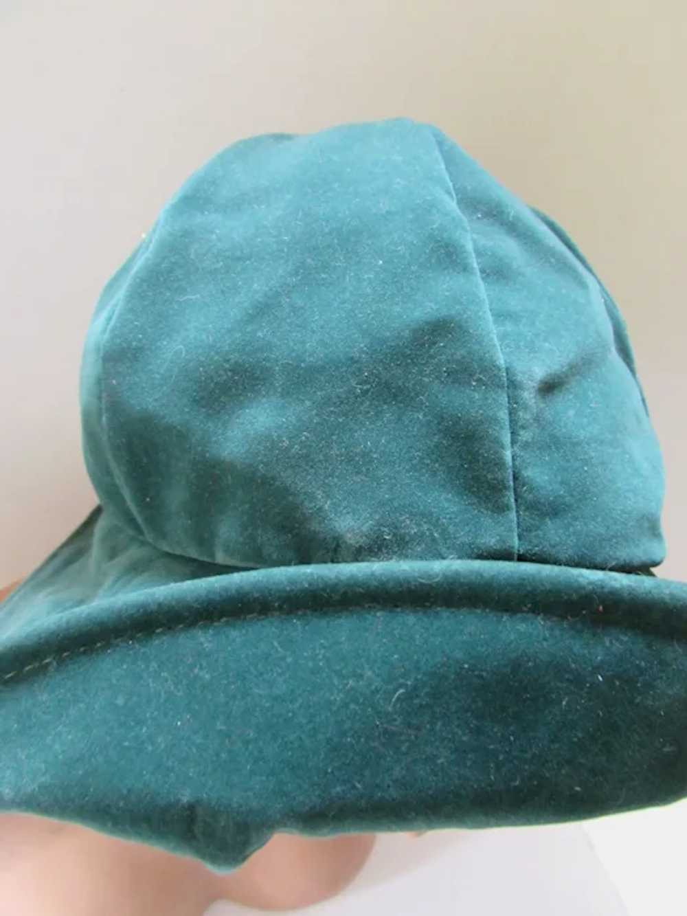 SALE Forest Green Velvet Slouch Hat - image 9