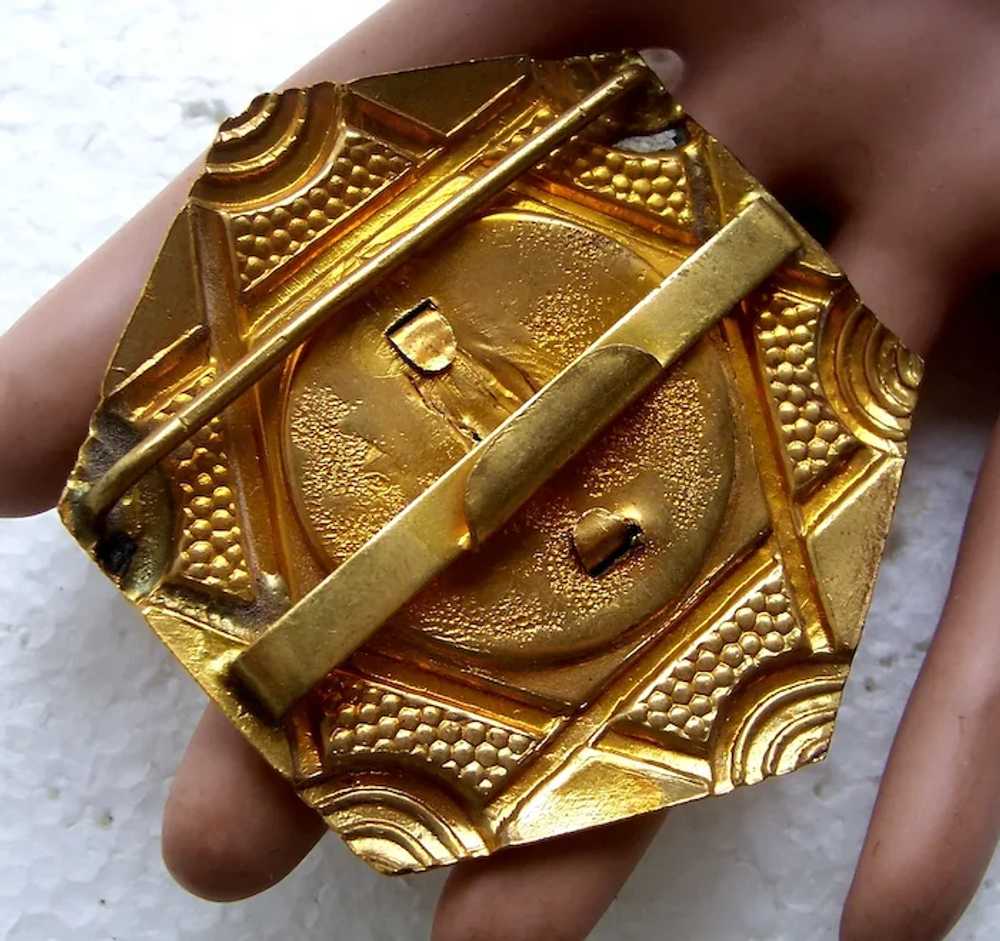 Two Art Nouveau belt or sash buckles in gilded br… - image 6