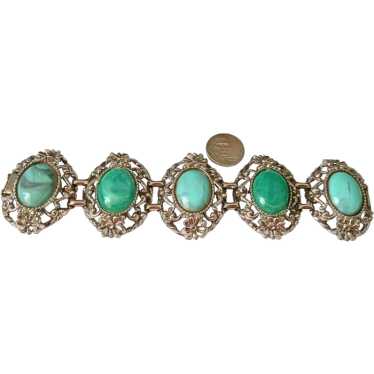Wide Chunky Faux Turquoise Link Bracelet