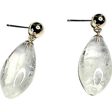 Clear Rock Crystal Quartz Teardrop 2024 Drop Earrings, 14k Gold