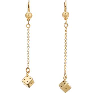 Louis Vuitton Women's Drop Dangle Pair Earrings Dice Gold Free Shipping