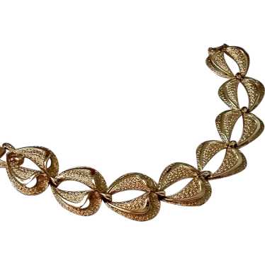 Vintage Coro Textured Gold tone bracelet - brushe… - image 1