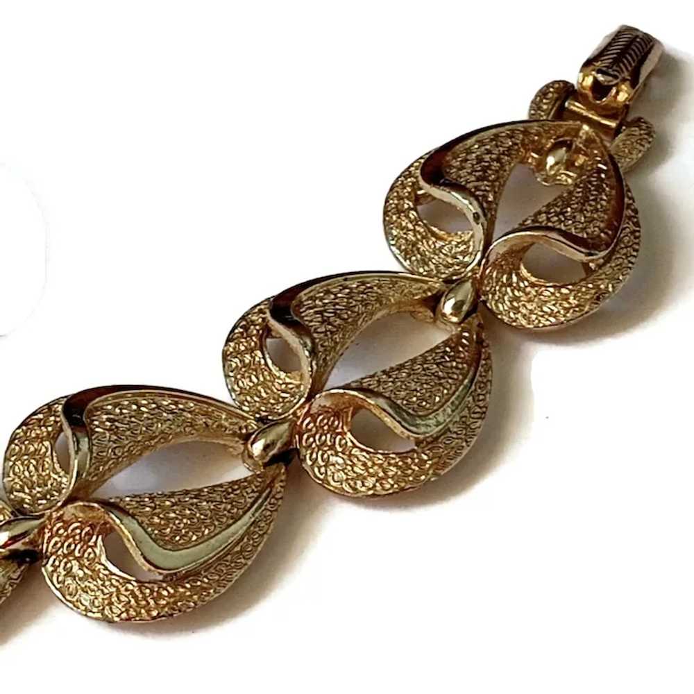 Vintage Coro Textured Gold tone bracelet - brushe… - image 2
