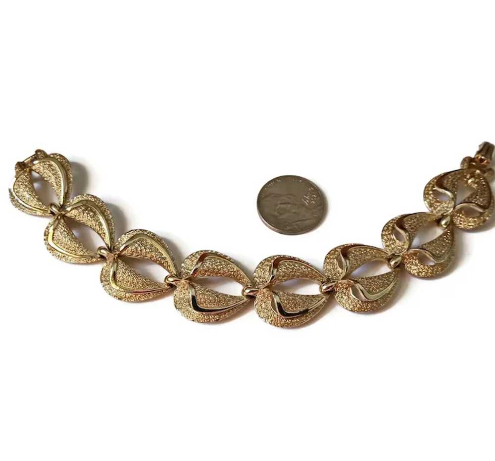 Vintage Coro Textured Gold tone bracelet - brushe… - image 4