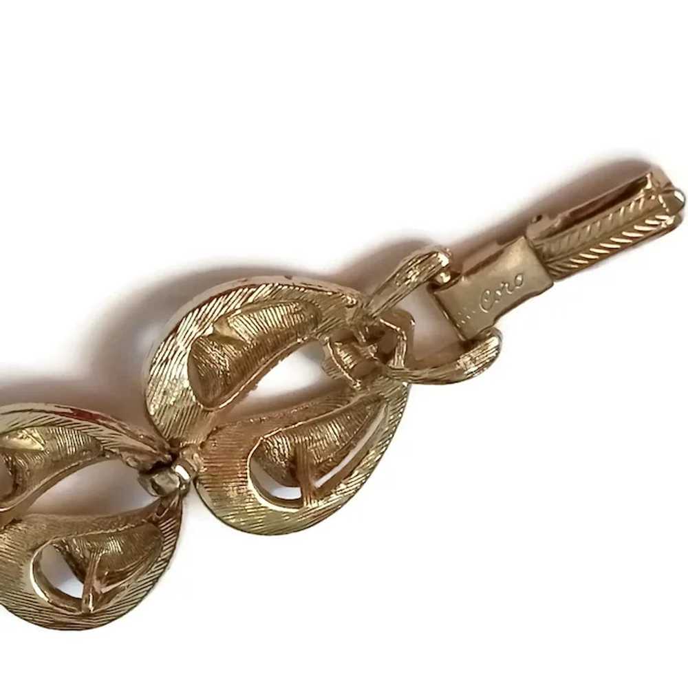 Vintage Coro Textured Gold tone bracelet - brushe… - image 5