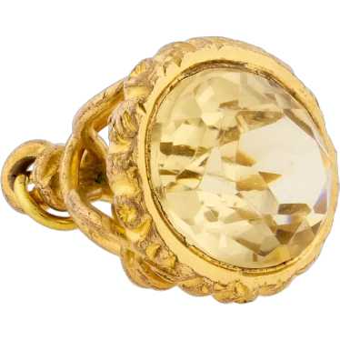 Victorian Faceted Yellow Citrine Gilt Fob, Antiqu… - image 1