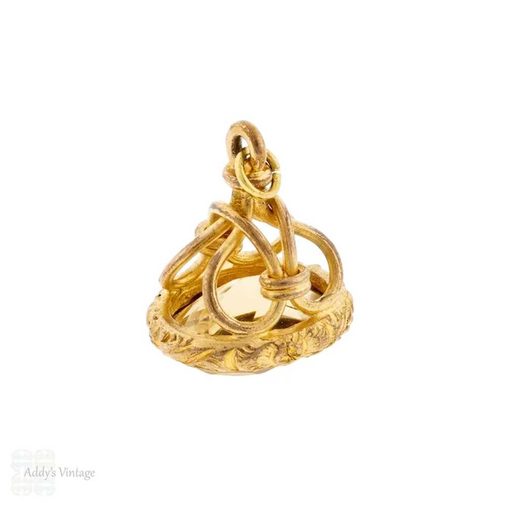 Victorian Faceted Yellow Citrine Gilt Fob, Antiqu… - image 3