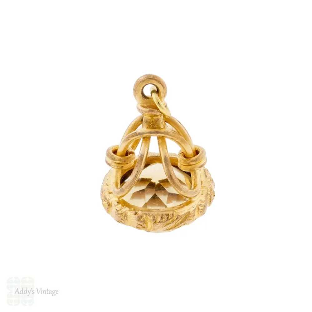 Victorian Faceted Yellow Citrine Gilt Fob, Antiqu… - image 4