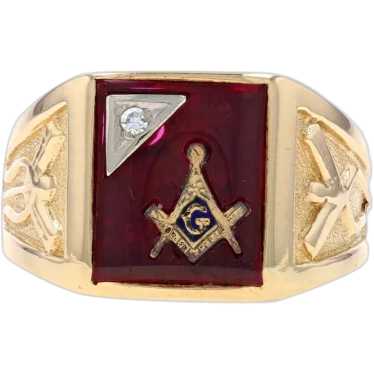 Yellow Gold Blue Lodge Men's Master Mason Ring 10… - image 1