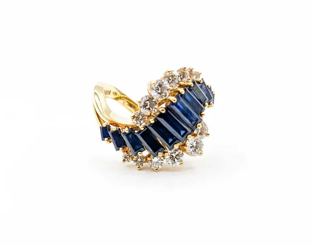 Retro Sapphire and Diamond Statement Ring in 18KT… - image 5