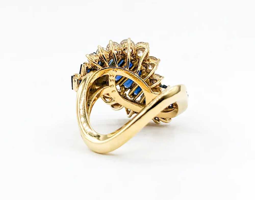 Retro Sapphire and Diamond Statement Ring in 18KT… - image 6