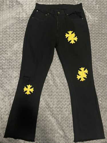 Custom × Vintage Custom black flared cross pants - image 1