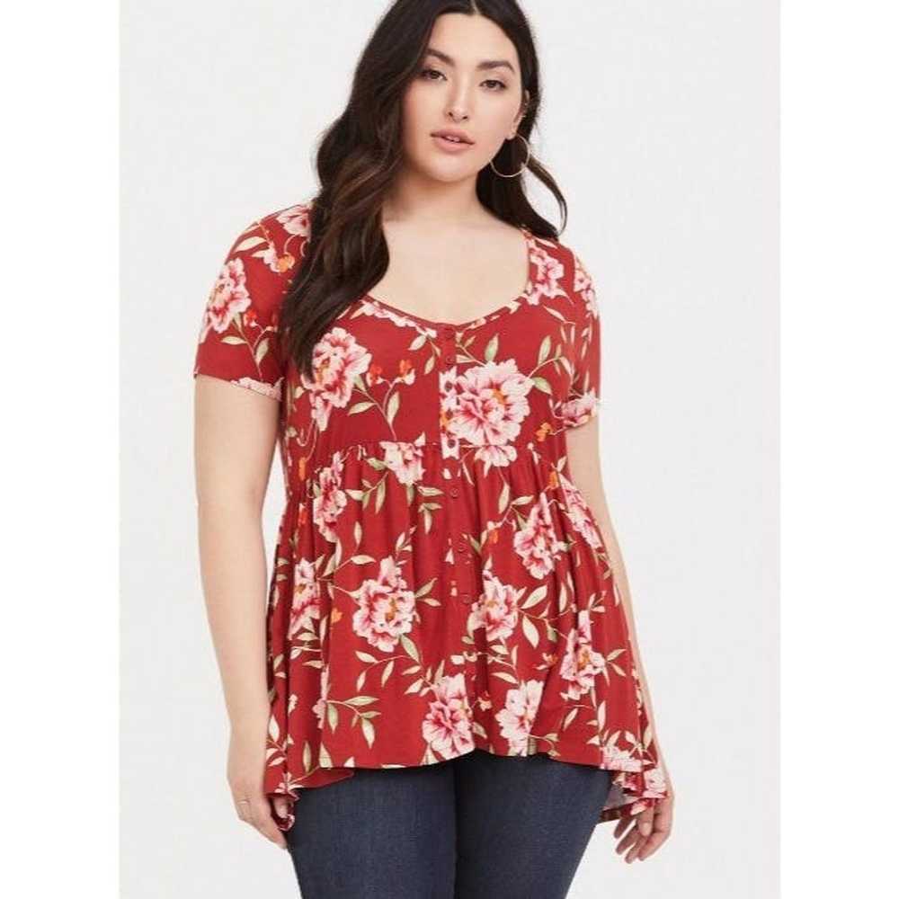 Other Torrid 4X Floral Hi-Lo Scoop Neck Babydoll … - image 1