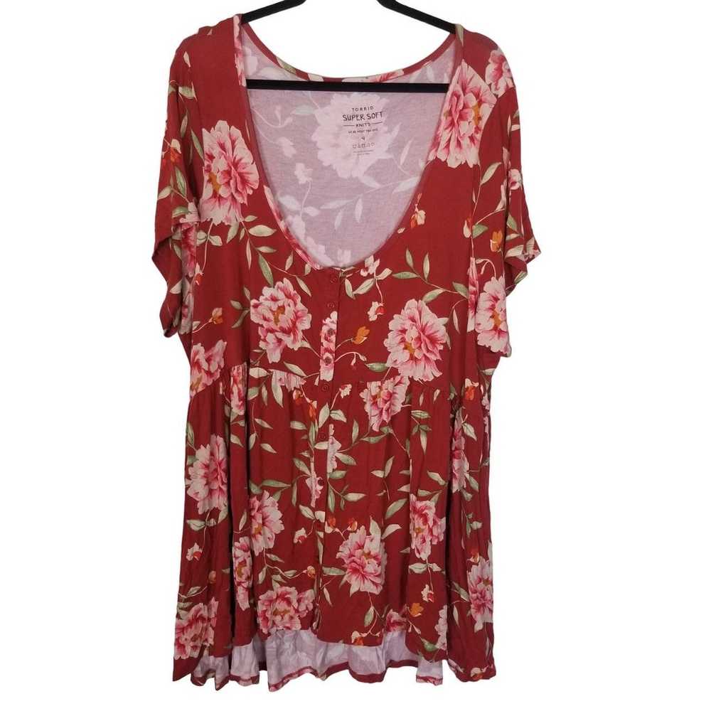 Other Torrid 4X Floral Hi-Lo Scoop Neck Babydoll … - image 2