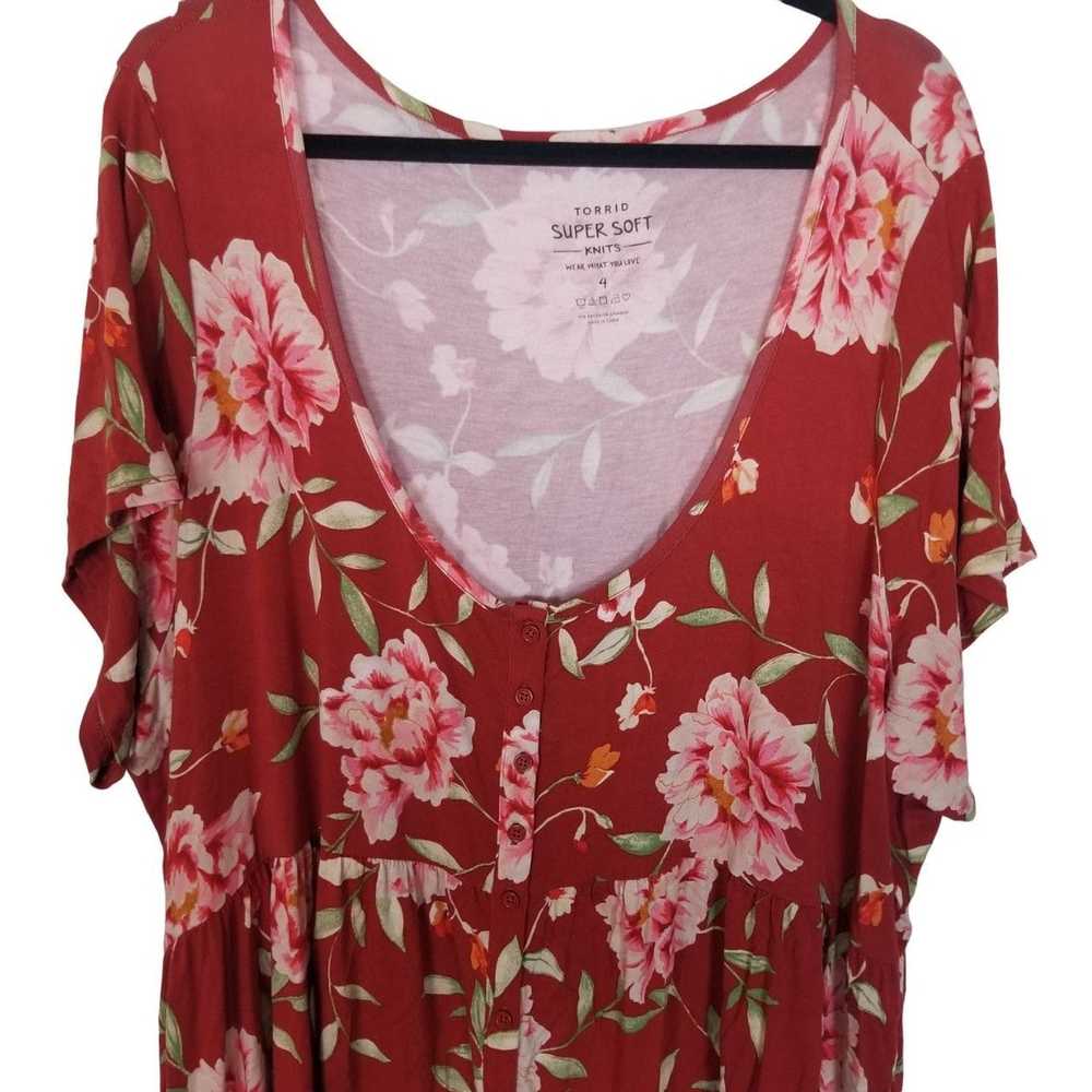 Other Torrid 4X Floral Hi-Lo Scoop Neck Babydoll … - image 3